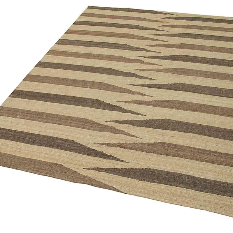 Beige, Brown New Contemporary Kilim Rug - Z Collection - 5' 9" x 7' 9" (69" x 93") - K0037716