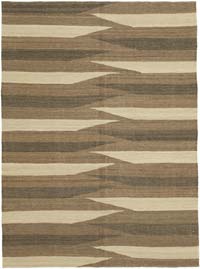 Brown, Beige New Contemporary Kilim Rug - Z Collection - 5' 10" x 7' 10" (70" x 94")