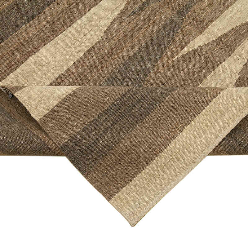 Brown, Beige New Contemporary Kilim Rug - Z Collection - 5' 10" x 7' 10" (70" x 94") - K0037718