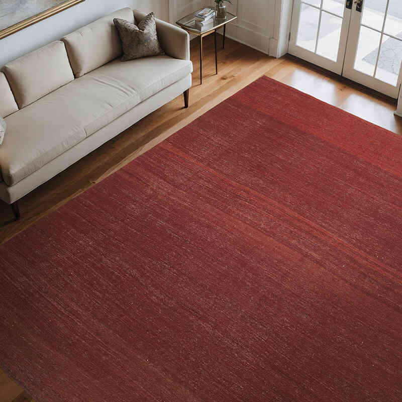 Rojo Nueva Alfombra Contemporánea Kilim - 281 cm x 326 cm - K0037739