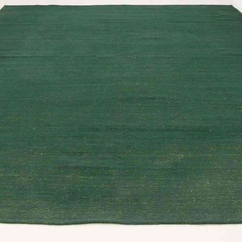 Green New Contemporary Kilim Rug - Z Collection - 9' 6" x 11' 7" (114" x 139") - K0037795