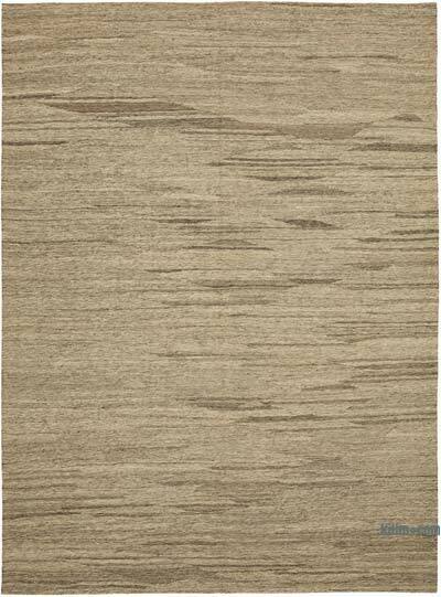 Beige, Brown New Contemporary Kilim Rug - Z Collection - 8' 8" x 11' 9" (104 in. x 141 in.)