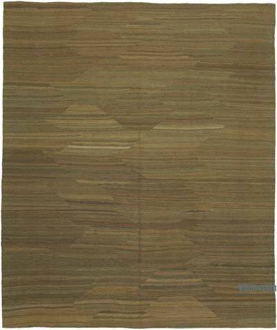Green New Contemporary Kilim Rug - Z Collection - 8' 2" x 9' 8" (98 in. x 116 in.)