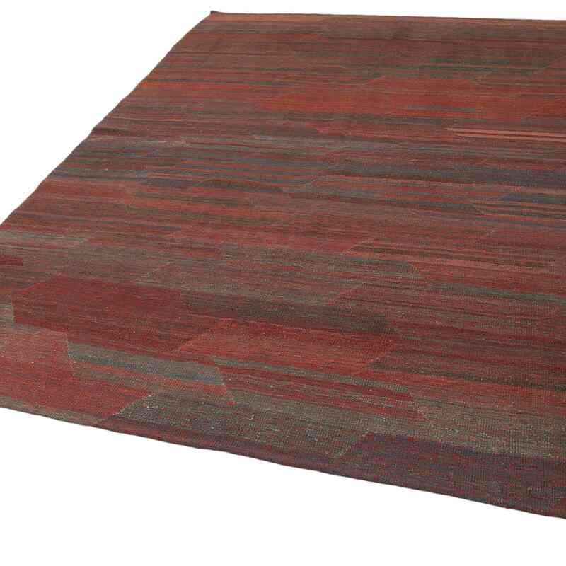Red, Blue New Contemporary Kilim Rug - Z Collection - 6' 11" x 9' 7" (83 in. x 115 in.) - K0037819
