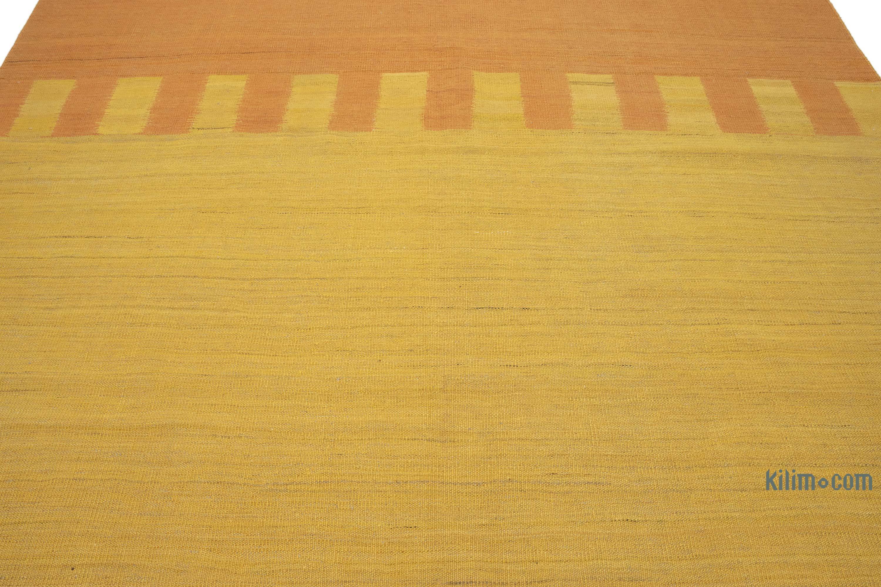 Orange, Yellow New Contemporary Kilim Rug - Z Collection - 7' 1