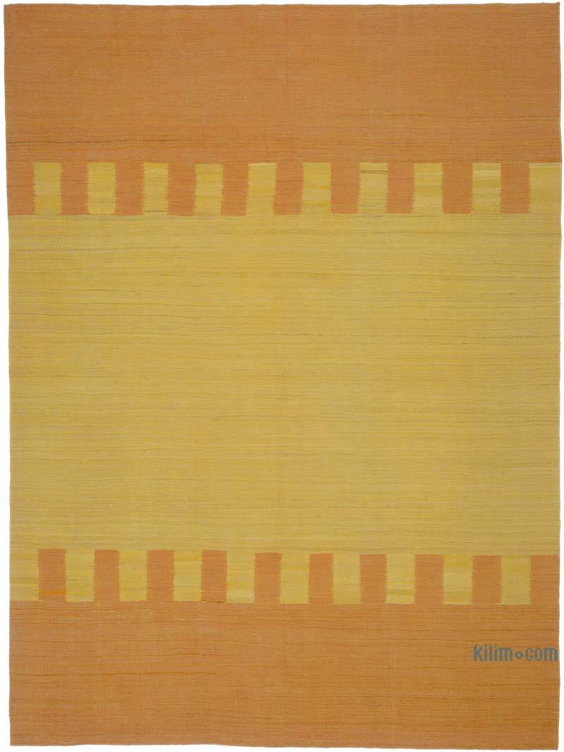 Orange, Yellow New Contemporary Kilim Rug - Z Collection - 7' 1" x 9' 5" (85 in. x 113 in.) - K0037824