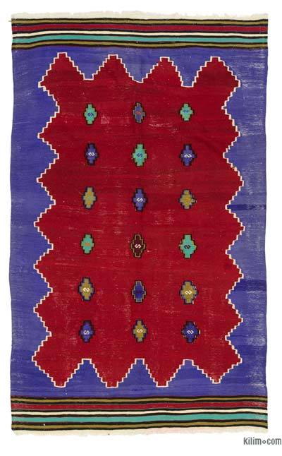 Kırmızı, Lacivert Balıkesir Kilimi - 157 cm x 260 cm