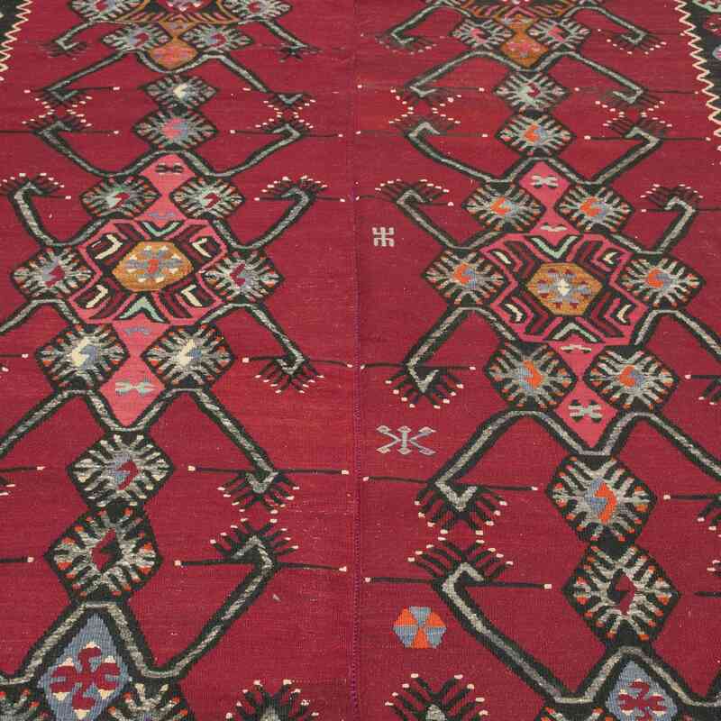 Red Vintage Sarkisla Kilim Rug - 6' 7" x 15' 1" (79 in. x 181 in.) - K0037883