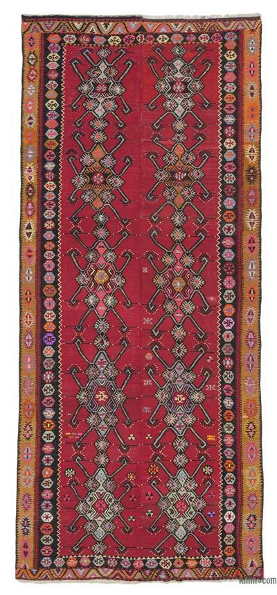 Kırmızı Vintage Şarkışla Kilimi - 200 cm x 460 cm