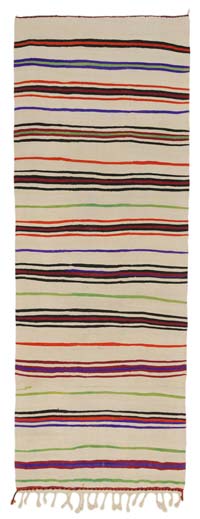 Beige, Multicolor Vintage Turkish Kilim Rug - 4' 6" x 12' 6" (54" x 150")