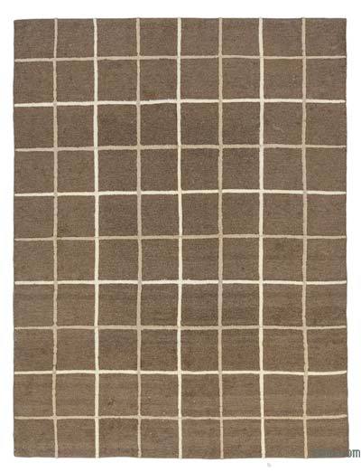 Kahverengi Yeni Kök Boya El Dokuma Kilim