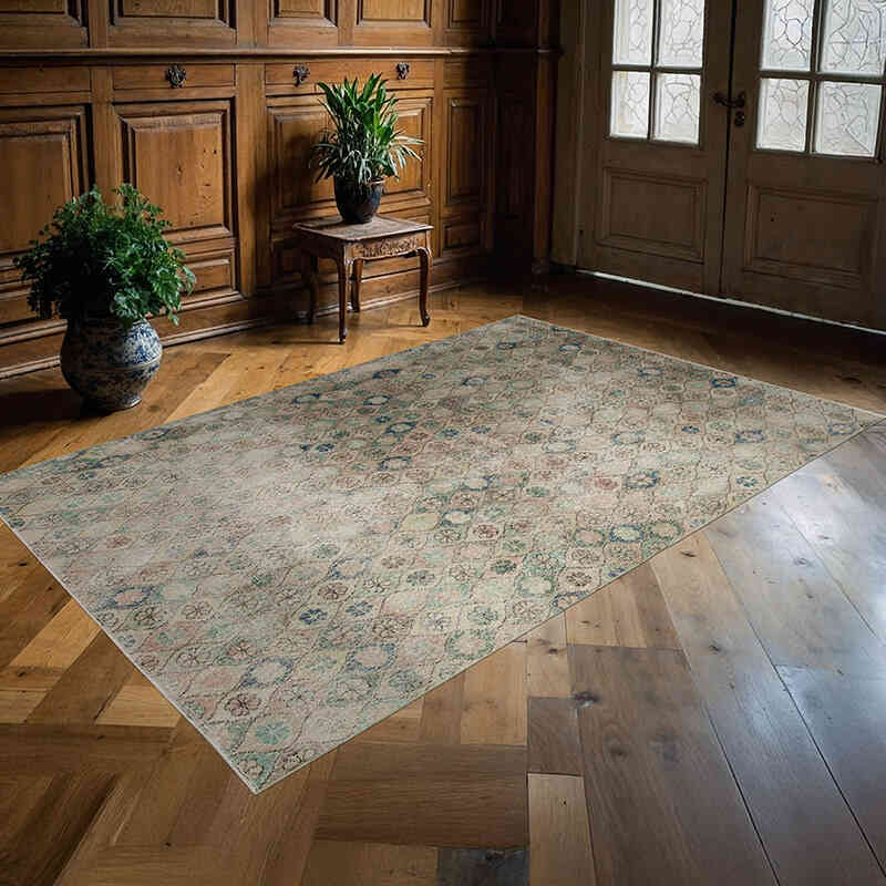 Retro Vintage Turkish Hand-Knotted Rug - 5' 5" x 8' 4" (65" x 100") - K0038005