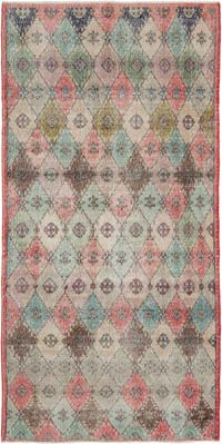 Retro Vintage Turkish Hand-Knotted Rug - 4' 5" x 8' 11" (53" x 107")
