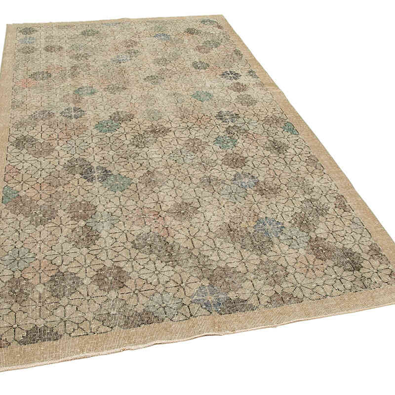 Retro Vintage Turkish Hand-Knotted Rug - 5'  x 8' 7" (60" x 103") - K0038069