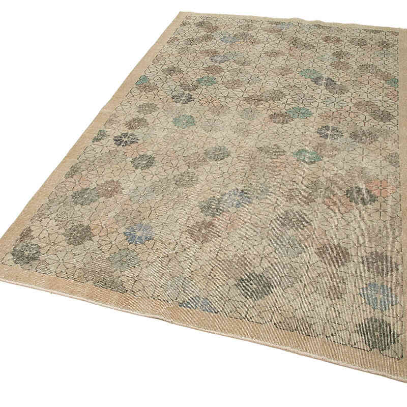 Retro Vintage Turkish Hand-Knotted Rug - 5'  x 8' 7" (60" x 103") - K0038069
