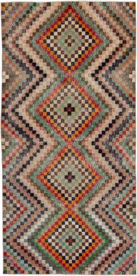 Retro Vintage Turkish Hand-Knotted Rug - 4' 10" x 9' 11" (58" x 119")