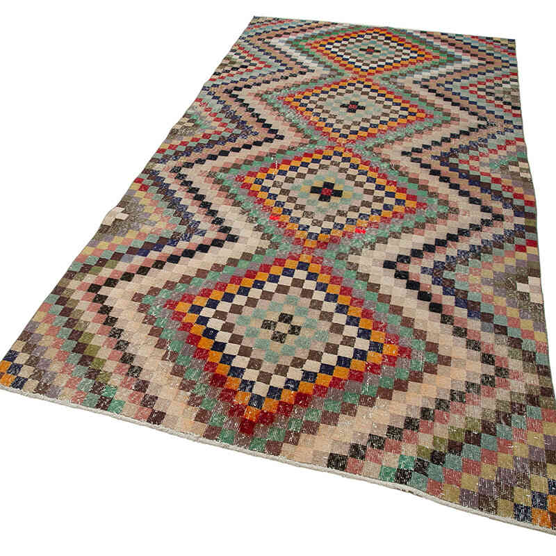 Retro Vintage Turkish Hand-Knotted Rug - 4' 10" x 9' 11" (58 in. x 119 in.) - K0038149