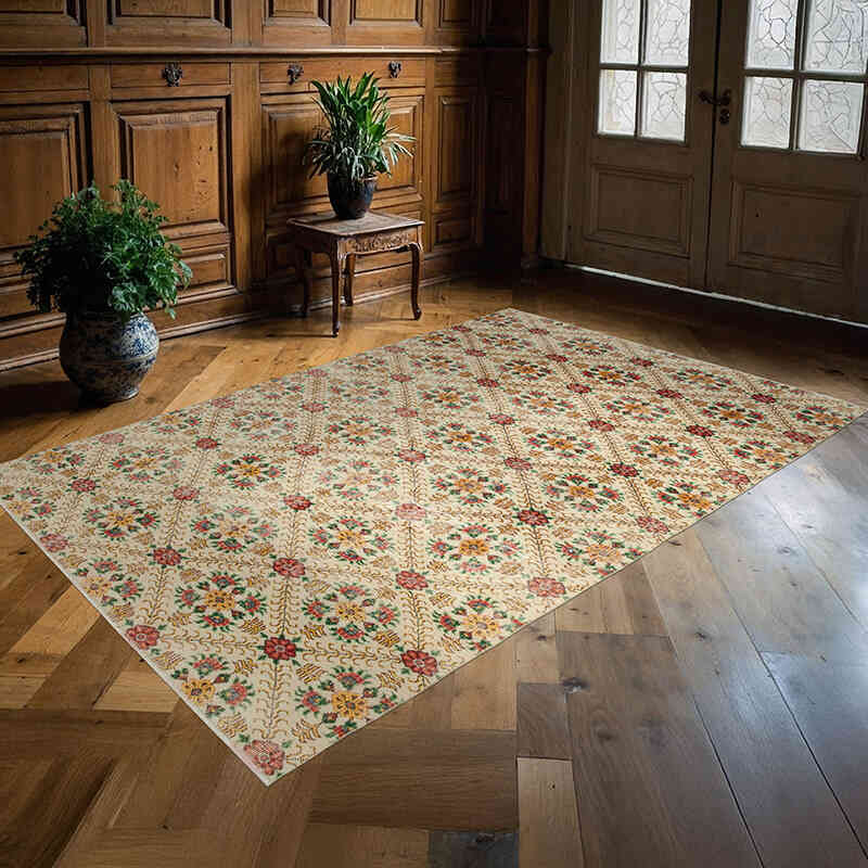Retro Vintage Turkish Hand-Knotted Rug - 5' 7" x 8' 5" (67" x 101") - K0038167
