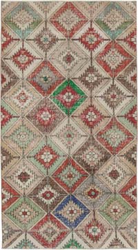 Retro Vintage Turkish Hand-Knotted Rug - 3' 10" x 7'  (46" x 84")