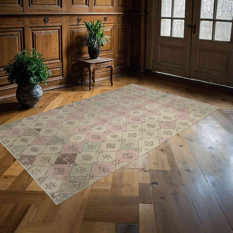 Retro Vintage Turkish Hand-Knotted Rug - 5'  x 8' 6" (60" x 102") - K0038342