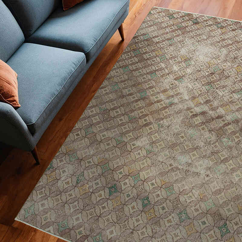 Retro Vintage Turkish Hand-Knotted Rug - 6' 3" x 8' 5" (75" x 101") - K0038352