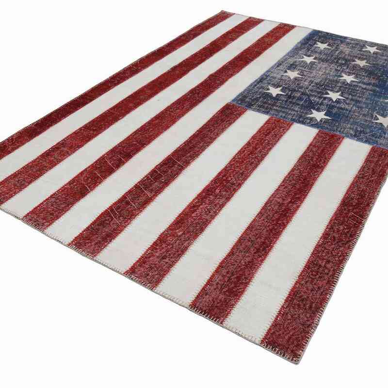 Patchwork Hand-Knotted Turkish Rug - 6' 7" x 9' 10" (79" x 118") - K0038409