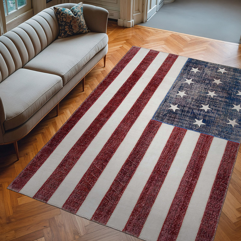 Patchwork Hand-Knotted Turkish Rug - 6' 7" x 9' 10" (79" x 118") - K0038409