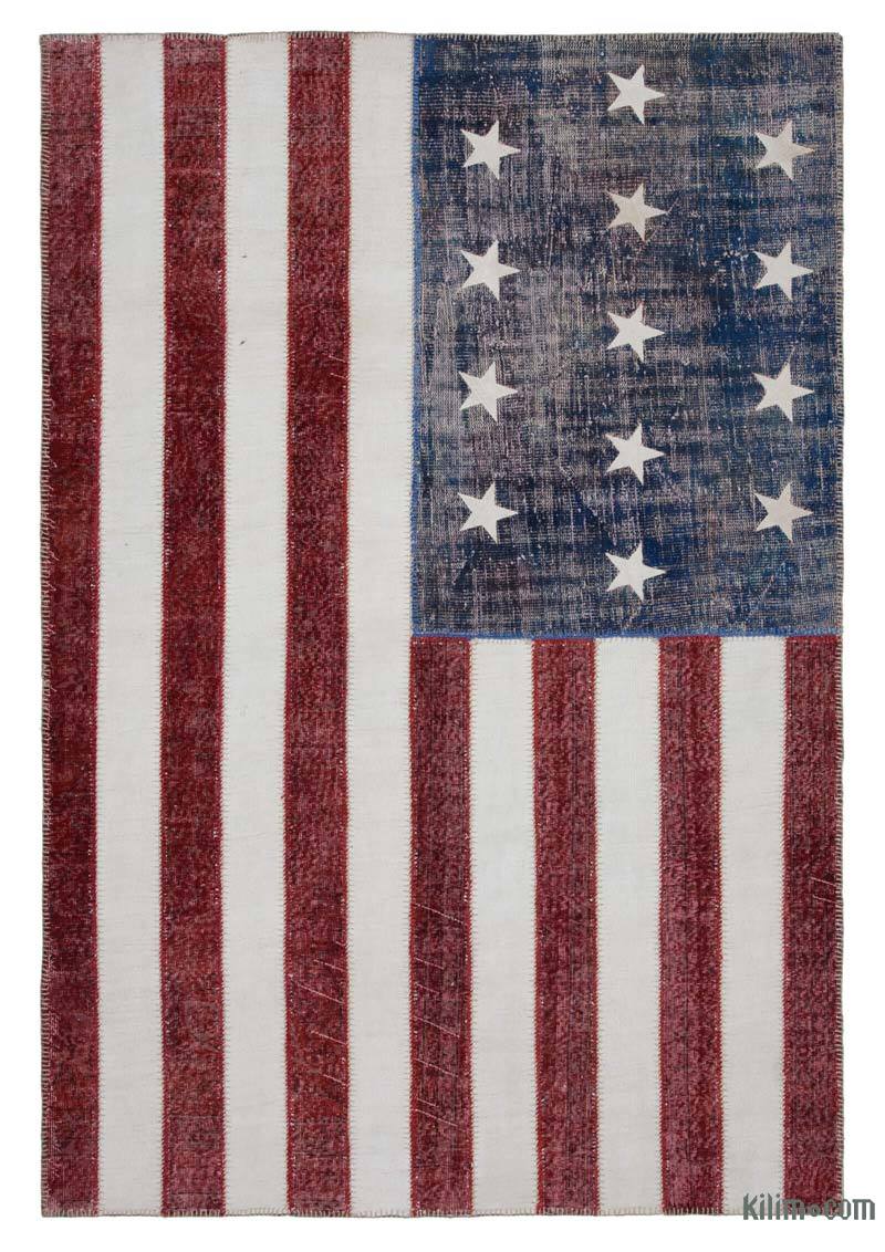 Amerikan Bayraklı Patchwork Halı - 200 cm x 300 cm - K0038409