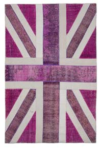 Rosado Patchwork Británica Flag Rug - 202 cm x 302 cm