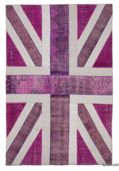 Pembe İngiltere Bayraklı Patchwork Halı - 202 cm x 302 cm