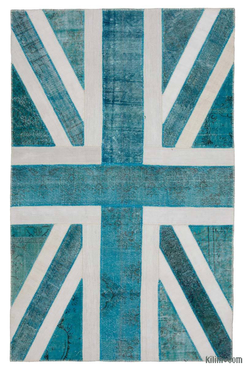 İngiltere Bayraklı Patchwork Halı - 192 cm x 303 cm - K0038419