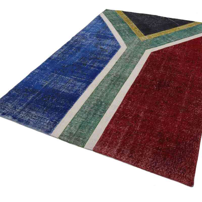 Multicolor Patchwork Hand-Knotted Turkish Rug - 6' 6" x 9' 9" (78 in. x 117 in.) - K0038433