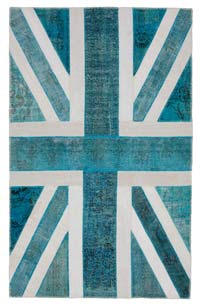 Multicolor Patchwork Británica Flag Rug - 190 cm x 303 cm