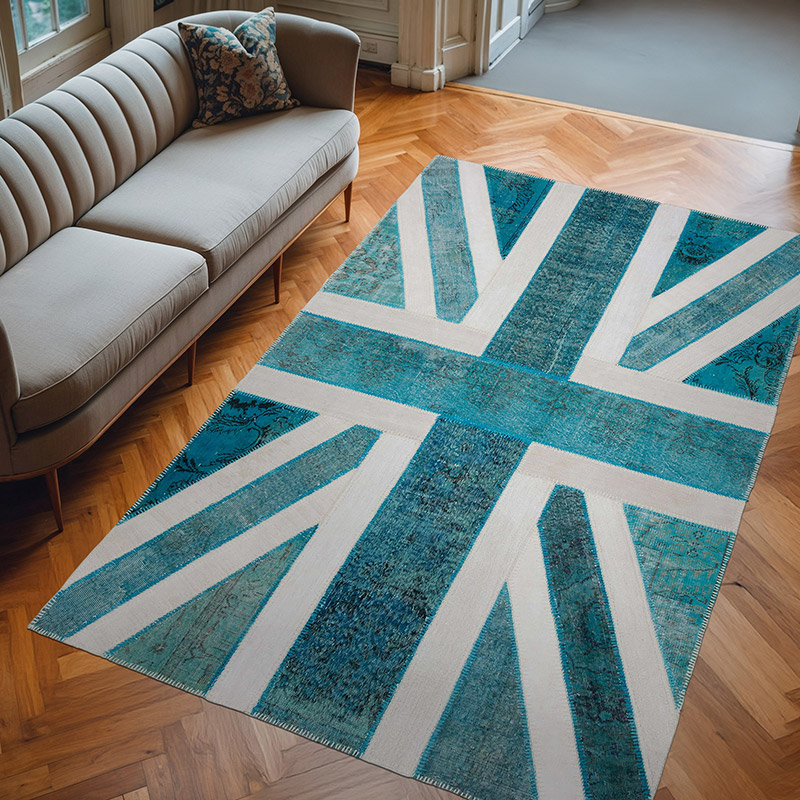 Multicolor Patchwork Británica Flag Rug - 190 cm x 303 cm - K0038436