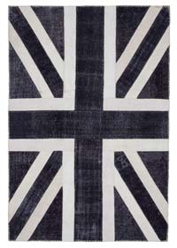 Çok Renkli İngiltere Bayraklı Patchwork Halı - 205 cm x 300 cm