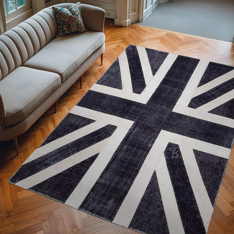 Multicolor Patchwork Británica Flag Rug - 205 cm x 300 cm - K0038437