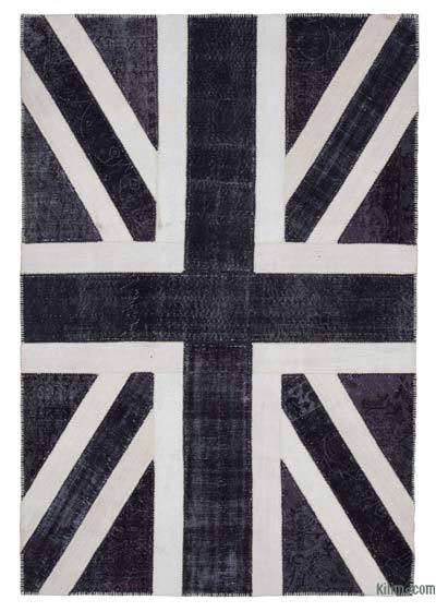 Çok Renkli İngiltere Bayraklı Patchwork Halı - 205 cm x 300 cm