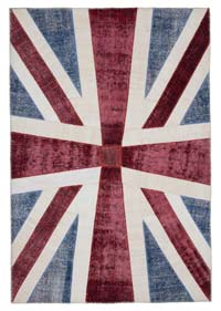 Multicolor Patchwork Británica Flag Rug - 205 cm x 305 cm