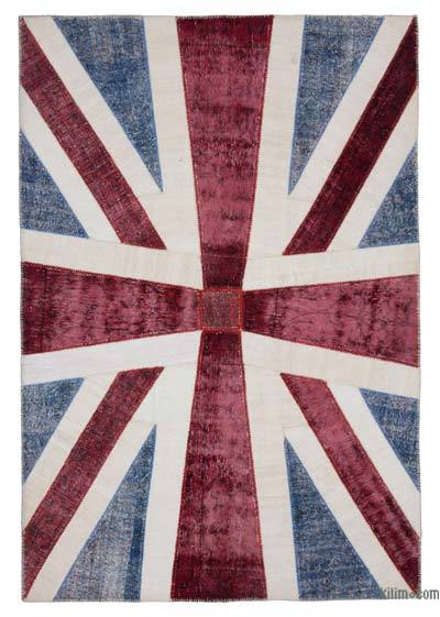 Çok Renkli İngiltere Bayraklı Patchwork Halı - 205 cm x 305 cm