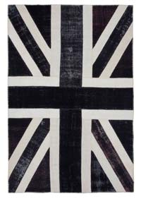 Negro Patchwork Británica Flag Rug - 203 cm x 302 cm
