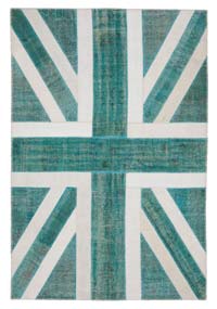Turquesa Patchwork Británica Flag Rug - 204 cm x 304 cm