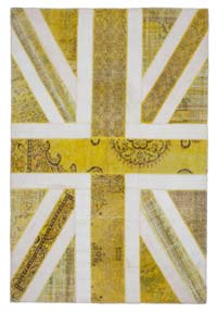 Sarı İngiltere Bayraklı Patchwork Halı - 205 cm x 305 cm