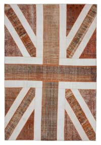 Naranja Patchwork Británica Flag Rug - 203 cm x 301 cm