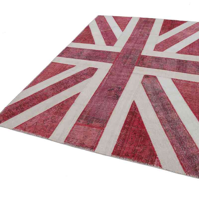Kırmızı İngiltere Bayraklı Patchwork Halı - 205 cm x 302 cm - K0038447