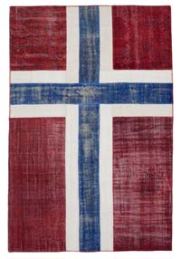 Norveç Bayraklı Patchwork Halı - 197 cm x 288 cm