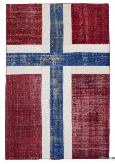Norveç Bayraklı Patchwork Halı - 197 cm x 288 cm