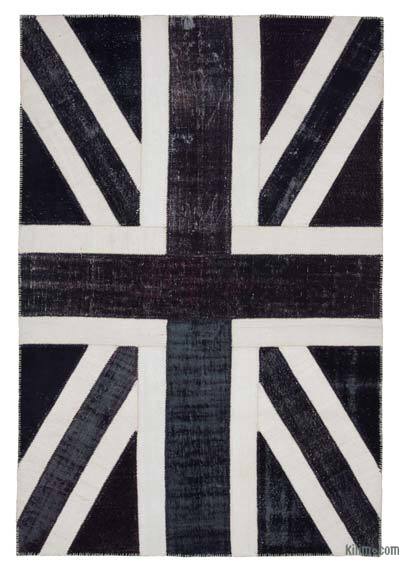 Çok Renkli İngiltere Bayraklı Patchwork Halı - 203 cm x 303 cm
