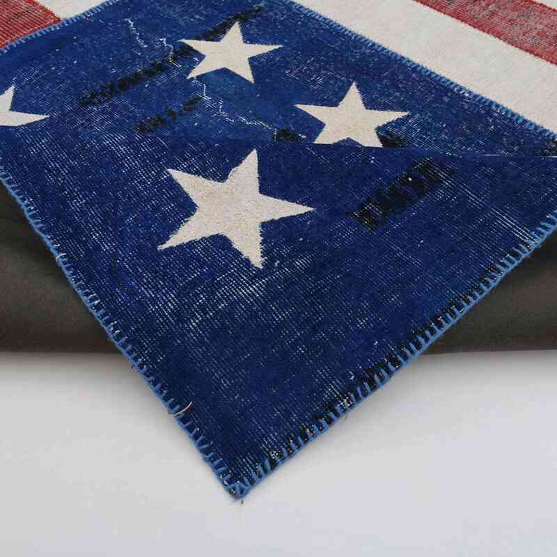 Çok Renkli Amerikan Bayraklı Patchwork Halı - 245 cm x 300 cm - K0038458