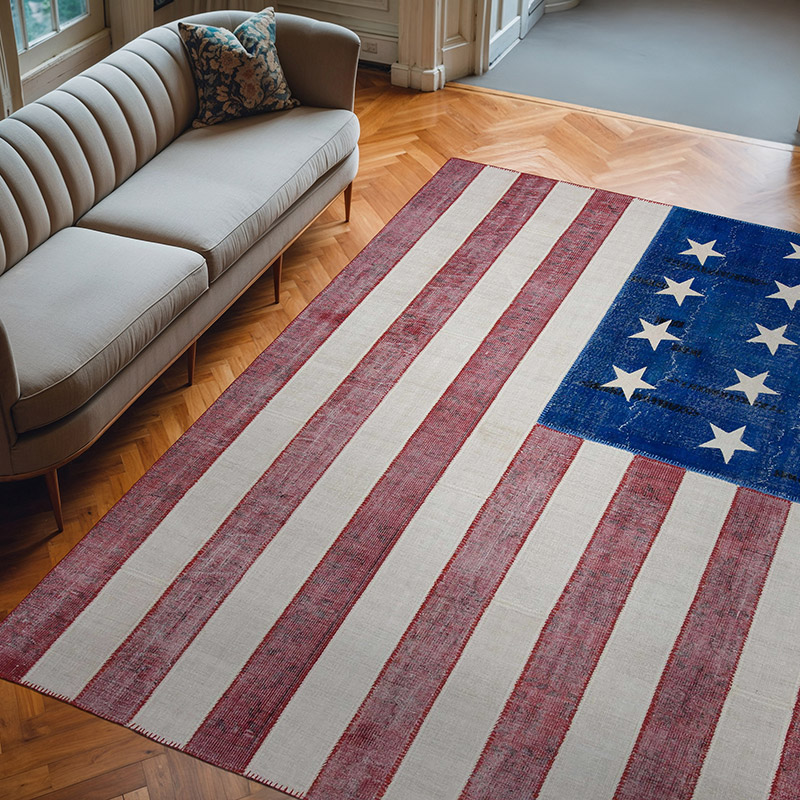 Multicolor Patchwork Estados unidos Flag Rug - 245 cm x 300 cm - K0038458
