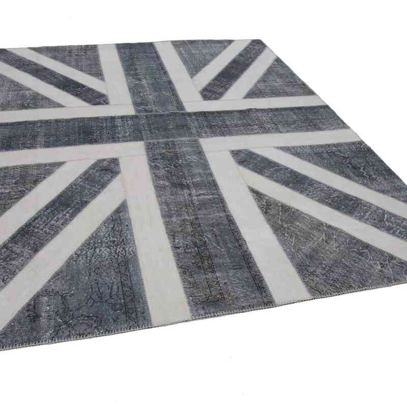 Grey Patchwork Hand-Knotted Turkish Rug - 8'  x 10'  (96" x 120") - K0038463
